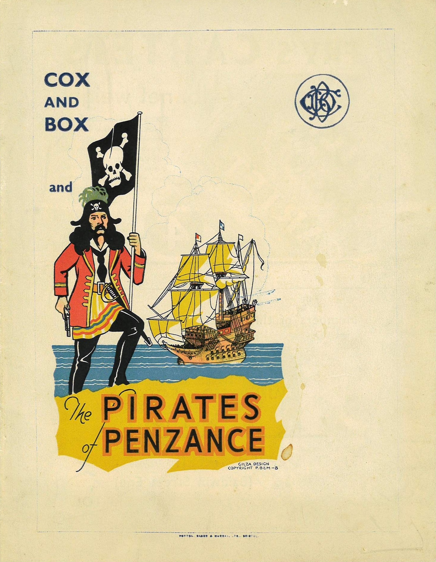 Cox & Box / Pirates of Penzance (1934) programme cover