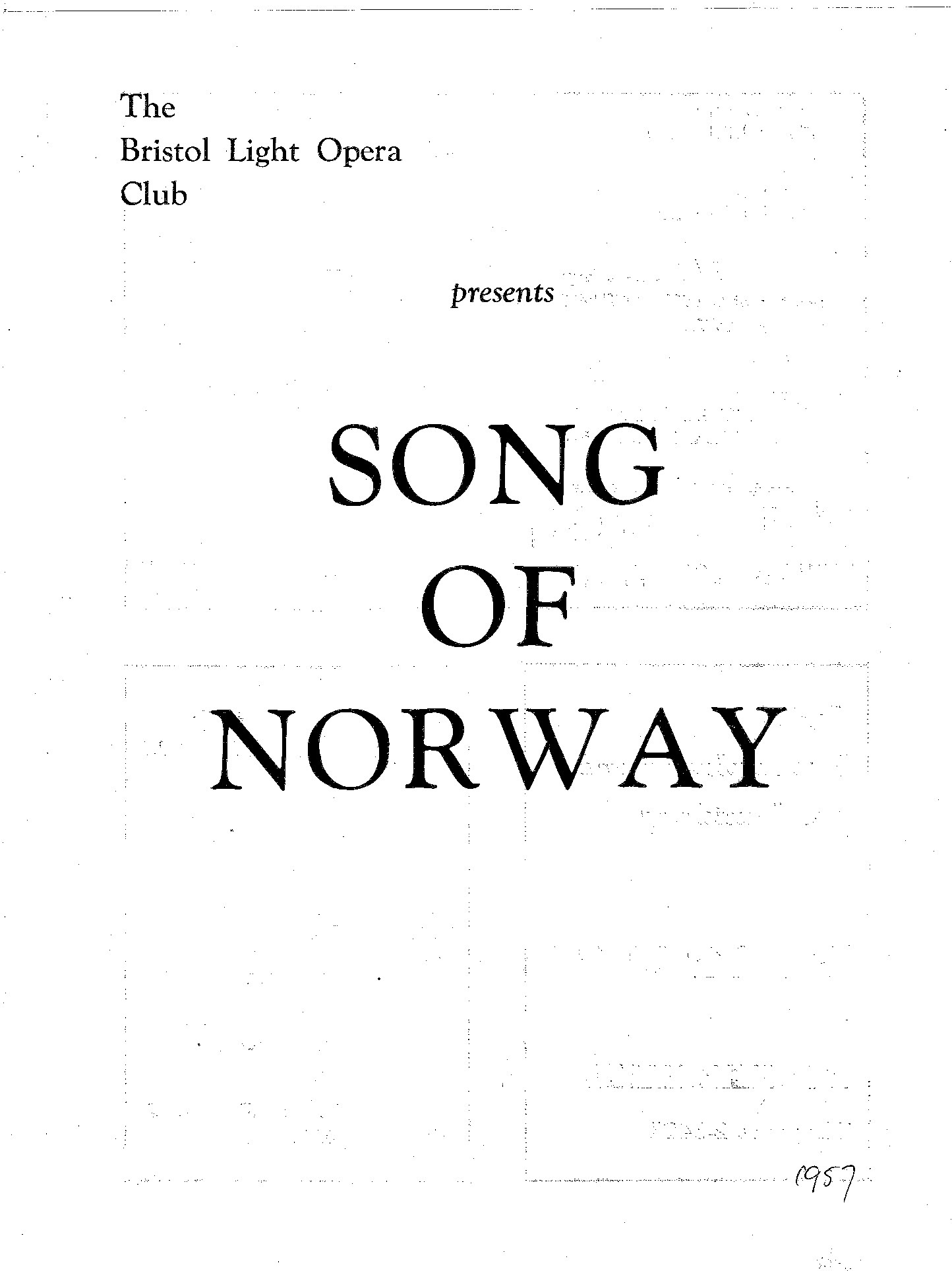 Song of Norway (1957) programme cover
