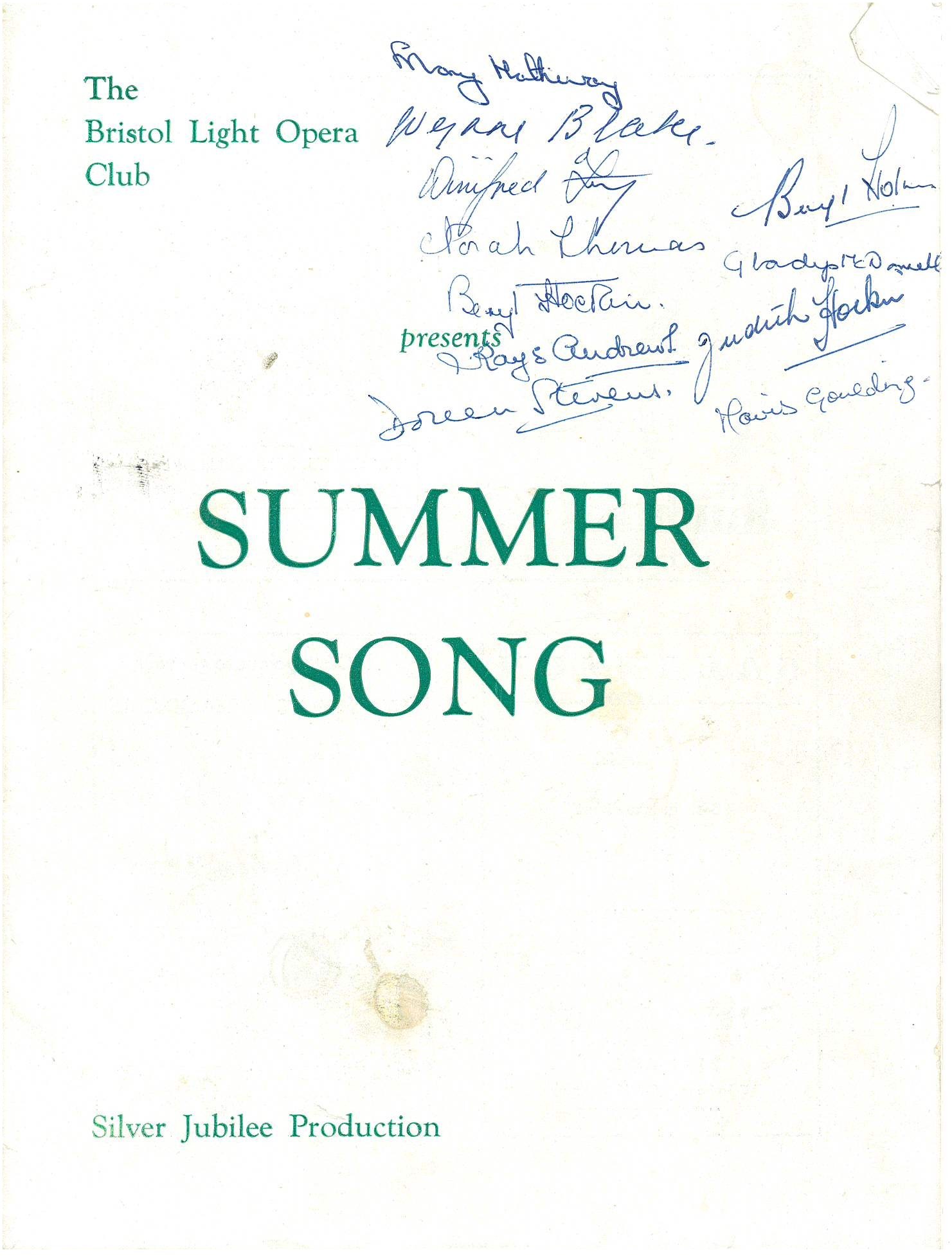 Summer Song (1958) programme cover