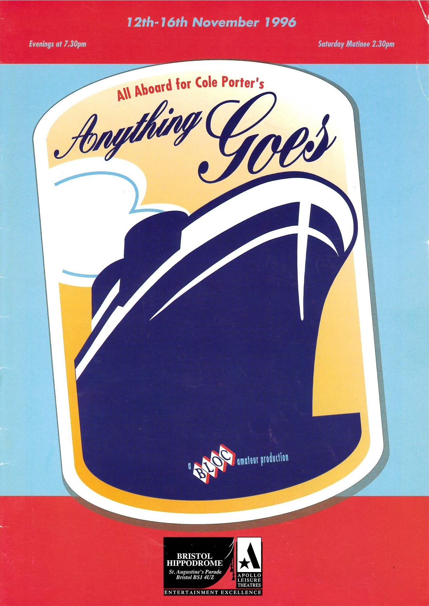 Anything Goes (1996) programme cover