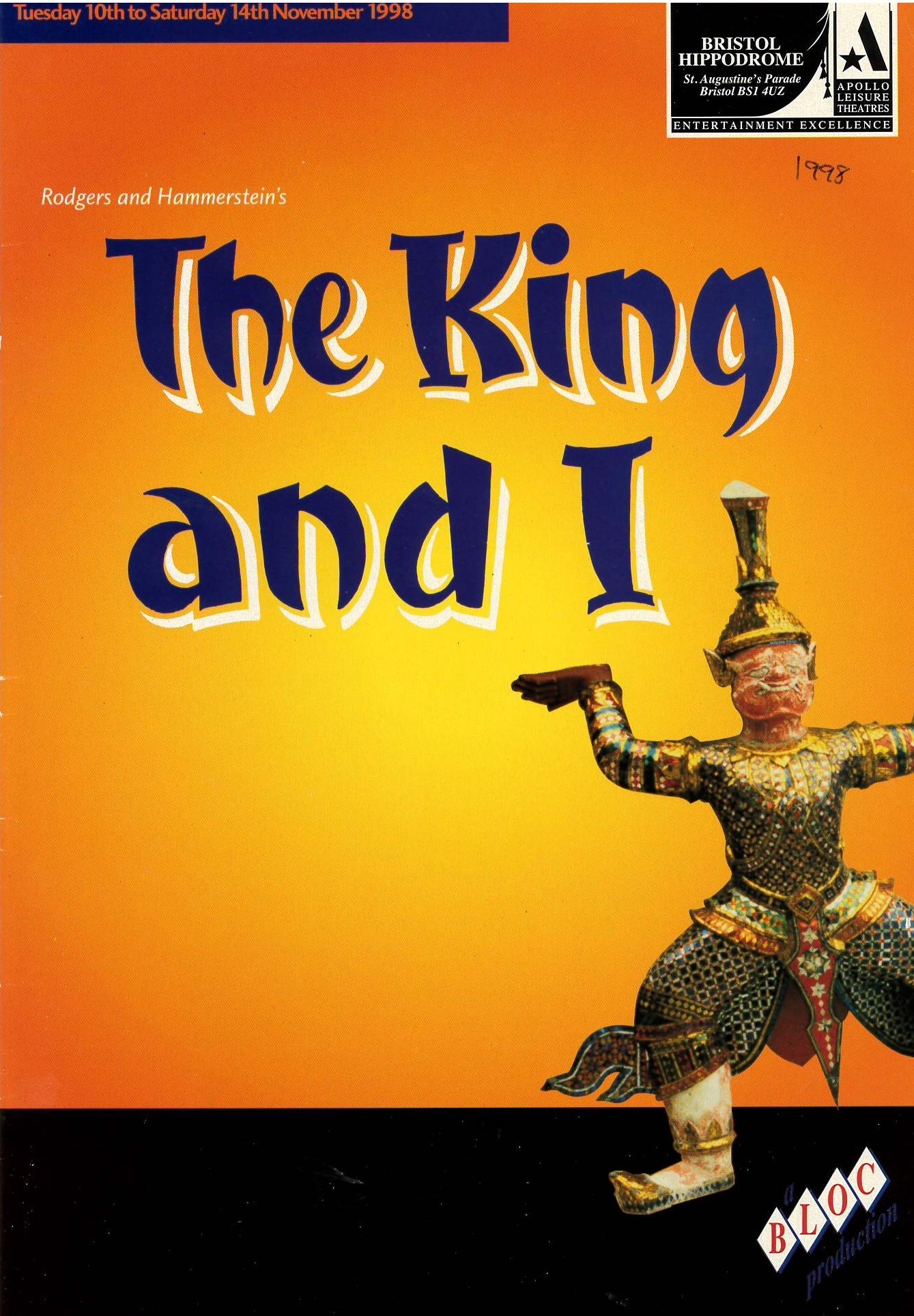 The King & I (1998) programme cover